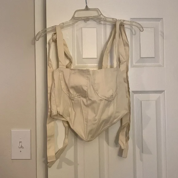 Cider Bow Straps Khaki Tan Corset Cami - Picture 3 of 3